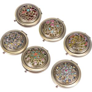 Vintage Mirror Compact Travel Makeup Mirror Cosmetic Pocket Mirror Mini Round Double-sided Folding Cosmetic Makeup Purse Mirror for Travel Mini Round Double-Sided Folding Compact Mirror