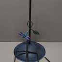 31.9H Bird Bath and Feeder for Outdoors, Metal Birdbaths with Stake, Stand with 5-Prong Base for Outdoors Garden Patio Yard Lawn
