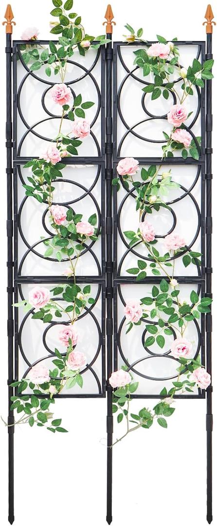 Trellis for Climbing Plants Outdoor, 24 Rifny 6.17 FT Tall Garden Trellis Flower Rose Cucumber Trellis for Vines Pea Support, Wall Large Plant Trellis Fence with Plastic Coated Metal Poles (28"W x 74"H)