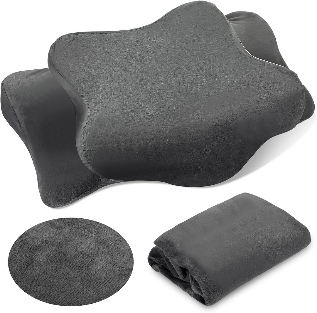 Crystal Velvet Cervical Neck Pillowcase (Only Pillowcase) Ergonomic Pillow Cover Contour Pillow Cover Warm Soft Fuzzy Cases for Side Back Stomach Sleepers Winter(Dark Gray,Queen Size)