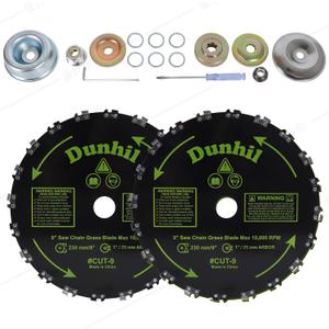Dunhil 2 Pack 9 inch 20T 9 x 20T Chainsaw Tooth Brush Cutter Blades with 2 Set Adapter Kits for Weed Eater, Cutter, Trimmer