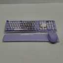 Wireless Keyboard and Mouse Combo - Cute Typewriter Keyboard with Detachable Wrist Rest, Retro Round Keycaps, Foldable Legs, 2.4GHz Full-Size Keyboard for PC, Laptop, Mac, Windows - Trueque (Purple)