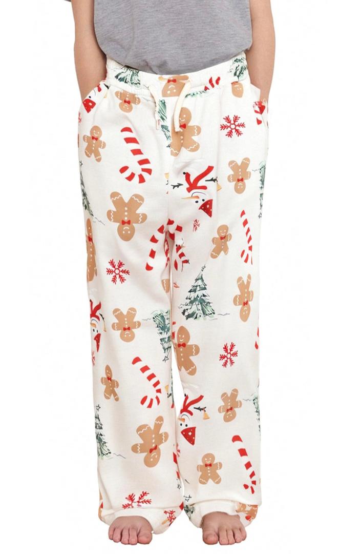 PATPAT Unisex Kids Plaid Pajama Pants Gingerbread 7-8 Years (White)
