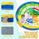 Smikoo Baby Crawling Play Mat for Floor, Cotton Educational Tummy Time Area Rug for Learning Month Weather Season, Round Non-Slip Super Soft Playmat for Playing Gym Activity for Infants Toddlers