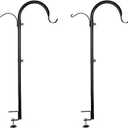 WOSIBO Three Span Deck Hook, 37 Inches Deck Bird Feeder Pole, Hanging Baskets Porch MultiHook for Deck Kit with Three Branches for Plant Hangers, Lanterns, Wind Chimes and More