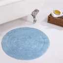 Home Weavers Waterford Collection 100% Cotton Tufted Bath Rug, Extra Soft and Absorbent Bath Rugs, Non-Slip Plush Bath Carpet, Machine Wash Dry, Bath Rugs for Bathroom Floor, 22" Round, Blue