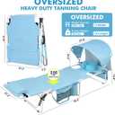Oversized Extra Wide Tanning Chair with Sun Canopy Face Hole Padded Adjustable Washable, Heavy Duty Layout Folding Lounge Chair for Outside Beach Reading Sunbathing, UPF 50+, XL, Plus Size, 330 LBS, Blue