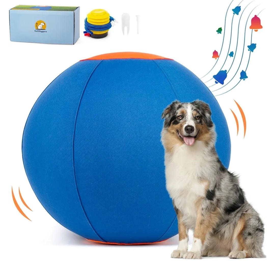 TailWaggers Jingle Herding Ball for Dogs,Durable Cover for Long-Lasting Dog Toys, for Exercise andEntertainment Dogs in Backyard-18in