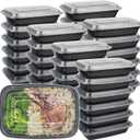 Reusable Food Prep Containers, 50-Pack 24 OZ Plastic Containers with Lids For Meal Food Prepping - Durable Food Storage Containers Lunch Boxes- Stackable, Meal Dishwasher Safe