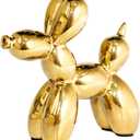 Gold Balloon Dog Statue Suitable for Living Room, Bedroom, Office Desktop Small Ceramic Animal Sculpture Art Decoration Modern Home Decor 4.3 Inches