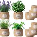 10 Sets herb pots for Indoor Plants,5 inch Clear Plastic Plant Pots with Drainage and Saucer,herb planters with Vintage Decorative Burlap Flower-Pot Cover for Windowsill, Kitchen, Balcony