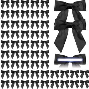 Daifunli 60 Pcs Satin Ribbon Bows 3 x 3 Inches Self Adhesive Satin Bows for Gift Wrapping Baby Shower Birthday Party Premade Ribbon Bow with Double Sided Tape for Crafts Christmas Gift Wrap