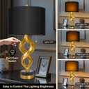 Sculptural Table Lamp Set of 2 for Bedroom, 26 Gold Leaf Farmhouse Bedside Lamps for Living Room, Pull Chains Switch Rustic Nightstand Lamp Marble Base with USB for Home Room Decor (Bulbs Included)