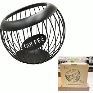 Coffee Pod Holder,K Cup Holders for Counter,Coffee Bar Accessories & Decor,Large Capacity Keurig K-cup Organizer, Nespresso Vertuo Station Organizer,Metal Pods Storage (Black)