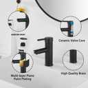 GGStudy Black Bathroom Faucet Single Handle One Hole 1 or 3-Hole 4" Installation Stainless Steel Bathroom Vanity Faucet Matching Pop Up Drain with Overflow