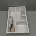 Paper Plate Dispenser, Paper Plate Holder for Kitchen Counter, Wood Rustic Silverware Utensil Caddy, Flatware Organizer with 6 Compartments- Plate Caddy for Picnic and Kitchen (White)