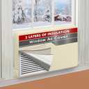 AC Covers for Inside 25"W x 17"H x 3.5"D, Windproof and Waterproof 3 Layers Insulation Air Conditioner Covers for Window Units with Aluminum Foil and 2mm Foam, Beige