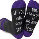 Nurse Socks If You Can Read This This Nurse Is Off Duty, Funny Nurse Gifts For Nurses Female, Cool Nurse Gift For Nurse Practitioner Medical Assistant Nursing School, Nurse Week Accessories -Size 9