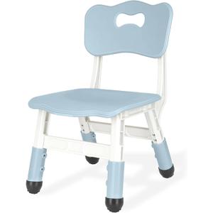 Kids Height Adjustable Toddler Chair Max Load 220LBS Plastic Indoor Outdoor for Children Age 1-6 School Home Daycare Use Bluegrey, Single Child Chair