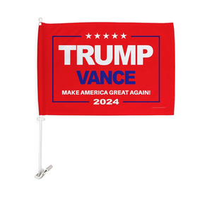 Trump Vance 2024 Flag for Car Red Bandera para Carros Window Clip Pole Mount Kit Rally Shooting 2024 Poster Auto Decor MAGA Sign Outdoor Decorations Republican Gift Made in USA, Pack of 25