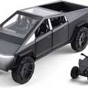 1/32 Truck Toy Metal die-Casting Model car boy Toy Truck for 3 Ages and up with Lights and Sounds (Small, Grey)