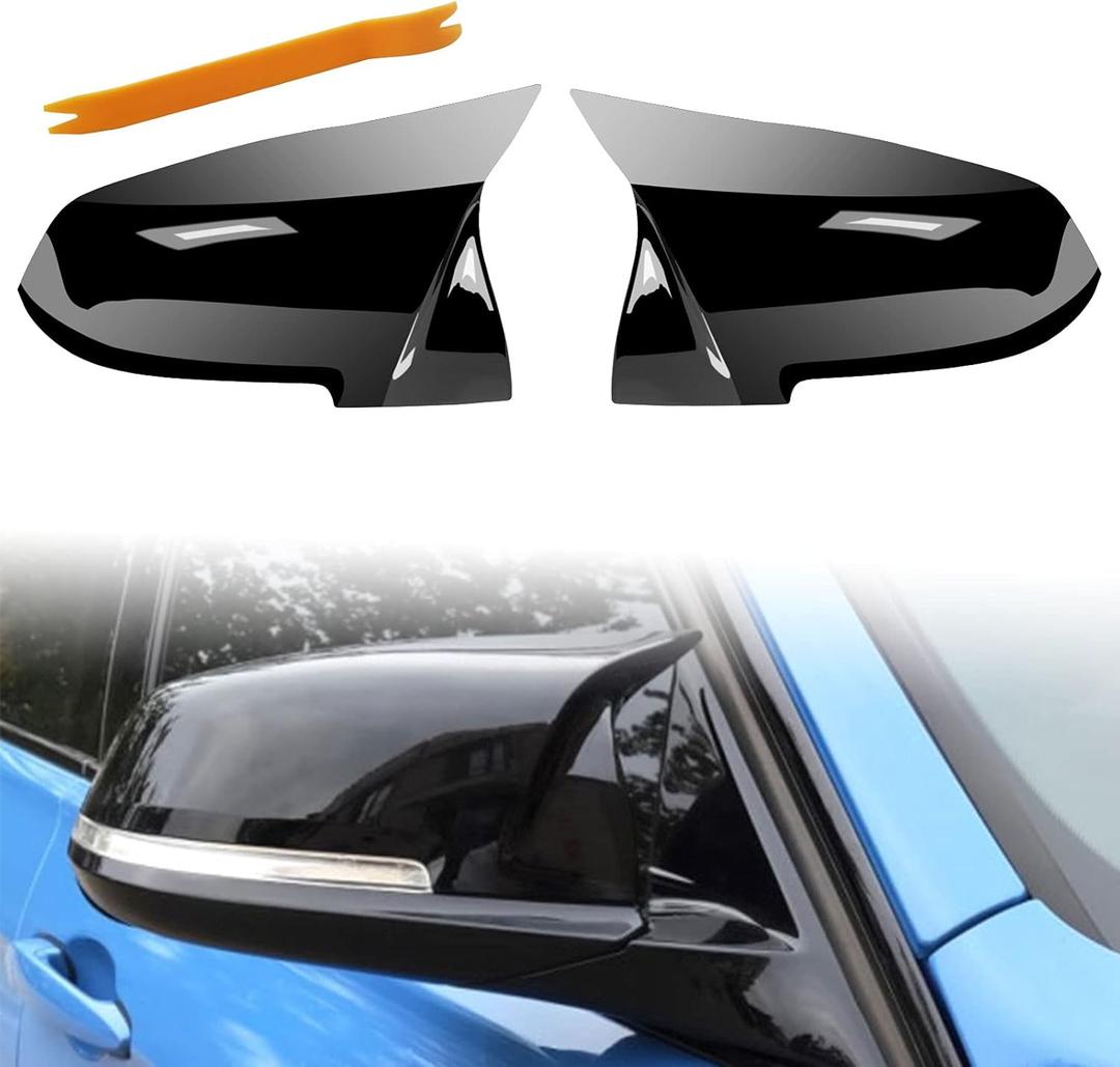 Door Mirror Covers,Glossy Black Replacement Rearview Side Mirror Covers Caps Rearview Replacement for BMW F20 F22 F23 F30 F31 F32 F33 F36 F87 M2 X1 E84