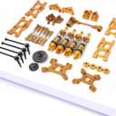 Metal Replacement Part Kit for WLtoys 1/14th, 1/12th RC Car Upgrades, Spare Aluminium Accessory Set with Screws(Gold)