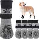 SCENEREAL Dog Socks to Prevent Licking Paws for Hot/Cold Pavement Anti Slip, Dog Shoes for Hardwood Floors, Dog Boots & Paw Protectors with Grippers for Small Medium Large Senior Dogs, Shark L (Grey Shark(Pack of 4))
