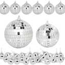 Mini Mirror Disco Ball Decor: Pack of 32 Hanging Mirror Ball Ornaments Different Sizes - Small Disco Balls Decorations Bulk for Party Christmas Tree Cake Room Birthday (Silver)