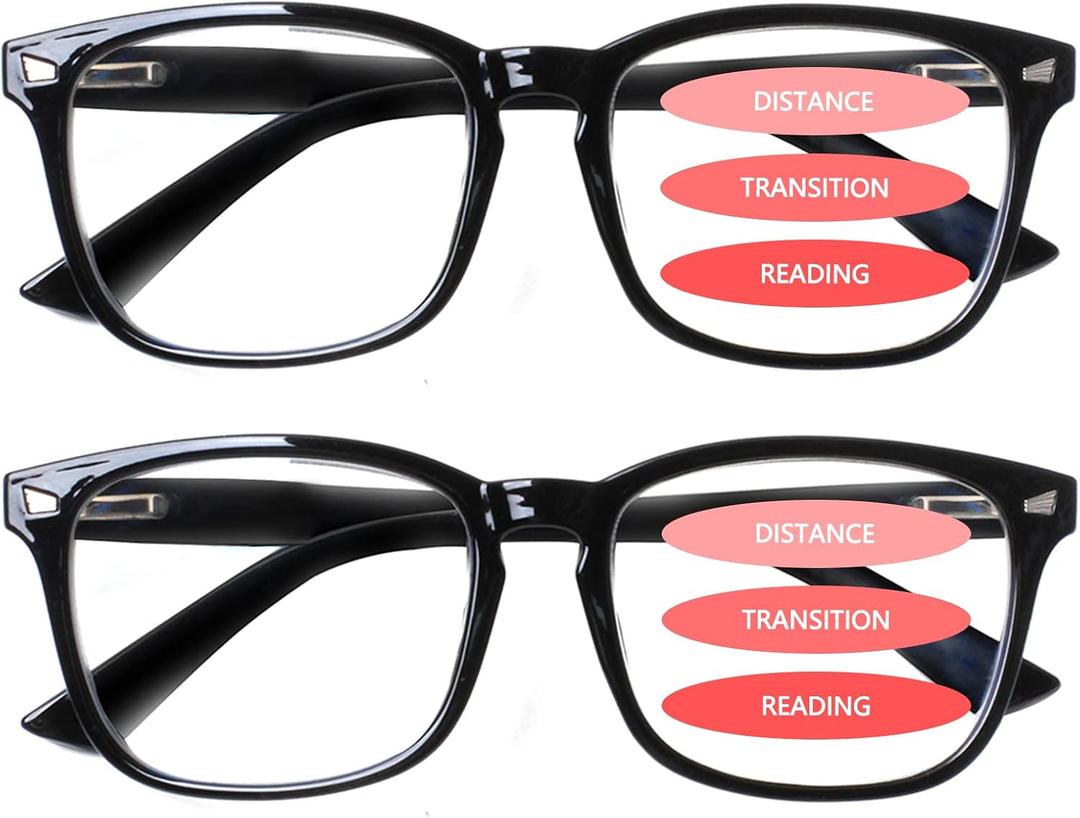 SIGVAN Progressive Multifocal Computer Glasses Women Men Blue Light Blocking Reading Glasses Spring Hinge Readers 2 Black, 1.0 x