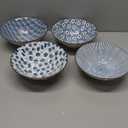 Ramen Bowls Set of 4, 8 Inch 38oz Porcelain Noodle Bowls for Pho, Ramen & Soup, Large Ceramic Ramen Bowl Set Microwave & Dishwasher Safe, Japanese Blue and White Style (Pattern-2)