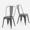 Grey Metal Kitchen Chairs Set of 2 Deepspace Grey Color, 18 inches x 18 inches x 33 inches