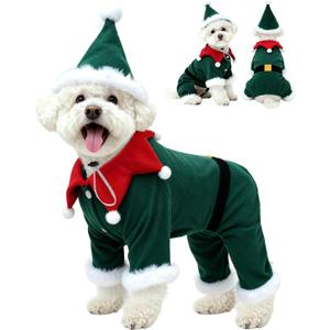 CuteBone Christmas Dog Costumes for Small, Medium, Large Dogs  Elf Pet Cosplay Outfits | Cute Puppy Costume for Holiday Party, Dress-Up, Photo Shoots GBZ07XS