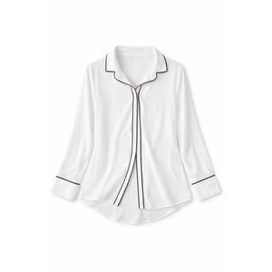 Worthington Elegant white blouse with black accents, Small