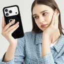 Jusy Compatible with Magsafe Polka Dot Phone Case for iPhone 11, Cute Aesthetic Magnetic Ring Holder Stand Case, Soft TPU and Hard PC Protective Phone Cover for Women Girls - Black Polka Dot