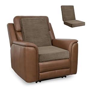 HIGOGOGO Corduroy Recliner Chair Cushion with Lumbar Support Pillow for Elderly Long Sitting Soft Non-Slip 4" Thick Seat Pad for Seniors Buttocks & Back Pain Relief (Brown, 21" Backrest)