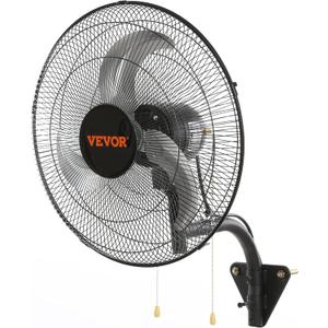VEVOR 18 inch Wall Mount Fan Oscillating, 3-speed High Velocity Max. 4000 CFM Industrial Wall Fan for Indoor, Commercial, Residential, Warehouse, Greenhouse, Workshop, Basement, Black, ETL Listed