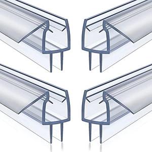 4 Pack Frameless Shower Door Bottom Seal, 1/4 x 39 Clear PVC Shower Seal Strip for 1/4 Inch Glass Shower Door Stop Shower Leaks