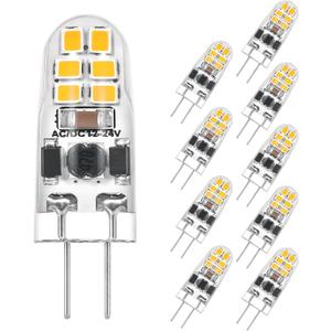 G4 LED Bulb, AC/DC 12-24V Dimmable G4 Light Bulbs, 120LM Natural White 4000K, 1.2W Replaces 12-15W Halogen Bulb, Flicker Free, Energy Saving Mini LED Bulbs for Home Lighting, 10 Pack