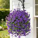 Artificial Hanging Baskets Outdoor, 4 Bundles Artificial Hanging Flowers Outdoors Spring Summer Decoration, No Fade Realistic Fake Hanging Baskets for Porch Patio Balcony Home Yard Decor