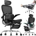 Ergonomic Office ChairMesh Seat Cushion with Flip-Up Armrests and 3D Headrest, Adjustable Lumbar Support, SGS Class 4 Gas Cylinder Black