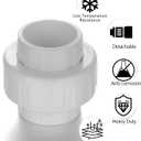 2 Pack 2" PVC Union Coupling Pipe Fitting (Socket x Socket), 2 inch PVC Slip Union Adapter Coupling Schedule 40, EPDM O-Ring, White SCH 40