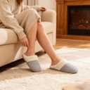 ULTRAIDEAS Women's Warm Winter House Shoes Slippers Memory Foam with Comfy Fleece, Fuzzy Slip-on Indoor Outdoor (8.5, Cloud Grey)