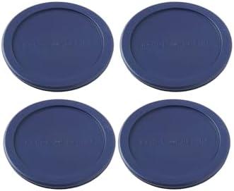 Anchor Hocking Replacement Lids for Glass Food Storage, 4 Cup Round, Navy, Set of 4 (Also Compatible with Pyrex Glass Food Storage)