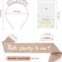 30th Birthday Decorations for Her, Rose Gold Glitter "Talk Thirty To Me Sash" Sash & Rhinestone Headband & Pearl Pin & Happy Birthday Card for Women Party Favors