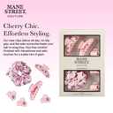 6-Piece Cherry Print Hair Clip & Scrunchie Set for Women by Mane Street Couture | Claw Clips, Satin Hair Ties, No Damage Hair Accessories | Choice of Pink Floral