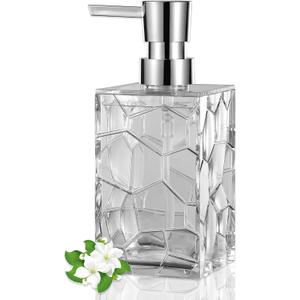 Hand Soap Dispenser, Clear Acrylic Plastic Liquid Pump Bottles Refillable Lotion Dispenser for Bathroom Decor Kitchen College Dorm (1 Pack)
