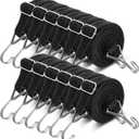 12 Pcs Adjustable Flat Bungee Cords with Hooks, 78" Long Flat Heavy Duty Latex Straps with Length Adjustment Metal Buckle, for Outdoor, Camping, Tarps, Bike Rack, Truck, Moving Heavy Duty Cargo (Black