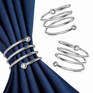 Silver Napkin Rings Set of 8 Elegant Napkin Ring Holders, Sturdy Metal Holiday Table Decor for Weddings, Parties and Family Dinners, Great Kitchen Gifts Idea, Graduation Table Decorations for Events