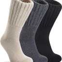 DYW Womens Merino Wool Boot Socks Thermal Thick Winter Warm Cozy Hiking Work Boot Socks Christmas Gift (3 Pairs-beige Grey Black)